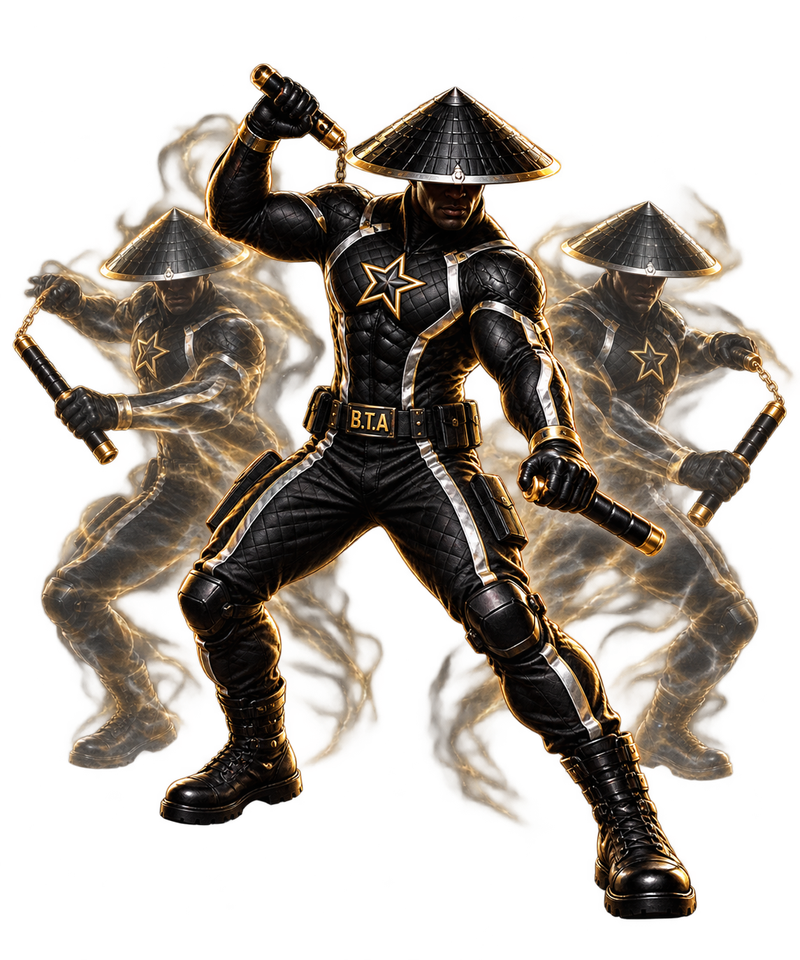 BTA with two shadow clones and chain-linked nunchucks